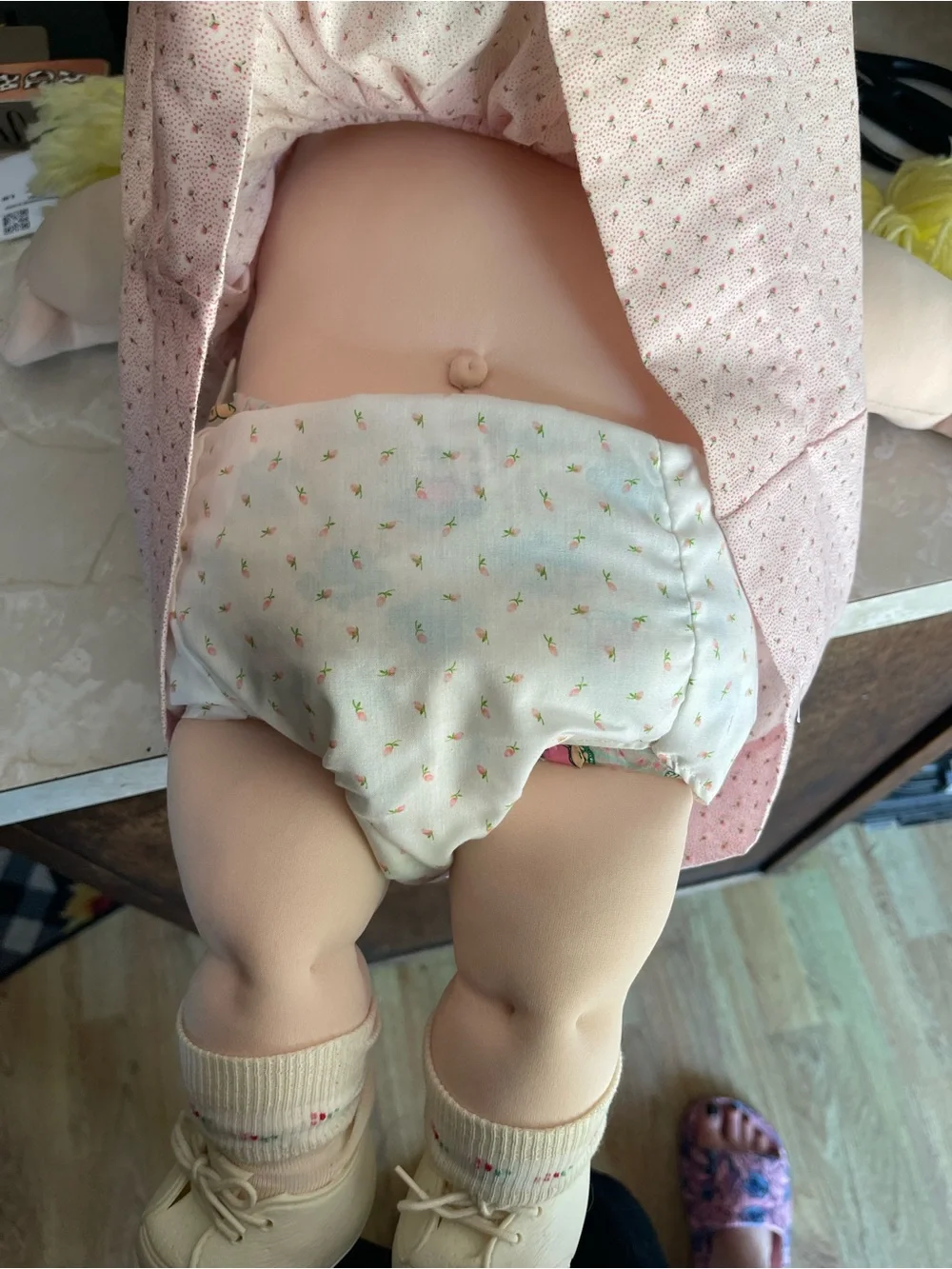 Vintage 1985 Cabbage Patch Soft Sculpture Doll, Pink Dress, Blonde Hair